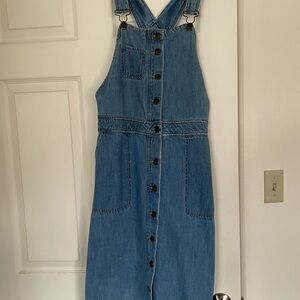 Denim Button-Front Overall Dress